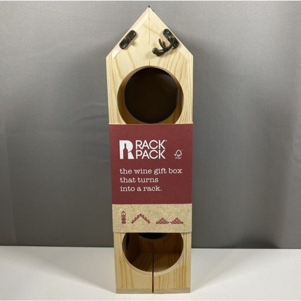 Original RACK PACK Wood Gift Box and WINE RACK By KnowIdea Holds 1-6 Bottles